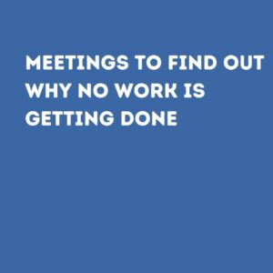 MEETINGS TO FIND OUT WHY NO WORK IS GETTING DONE